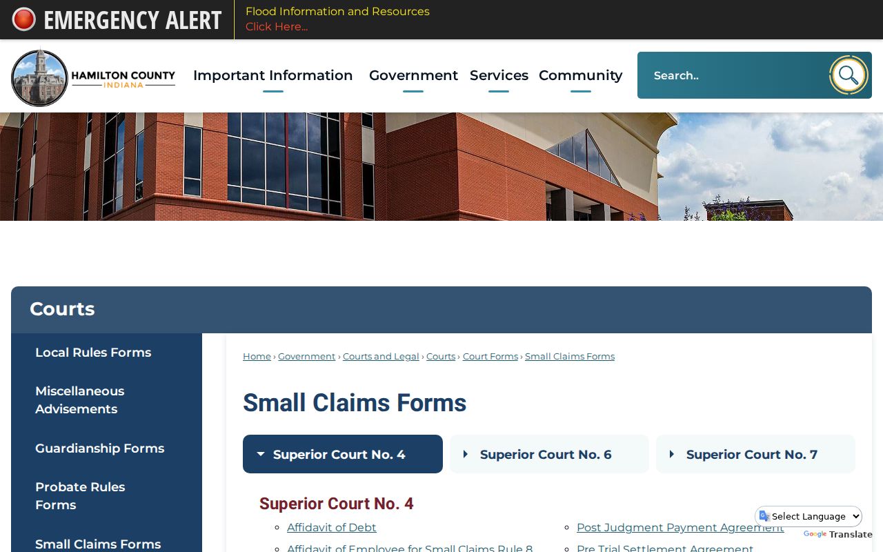 Hamilton County civil court docket small claims forms