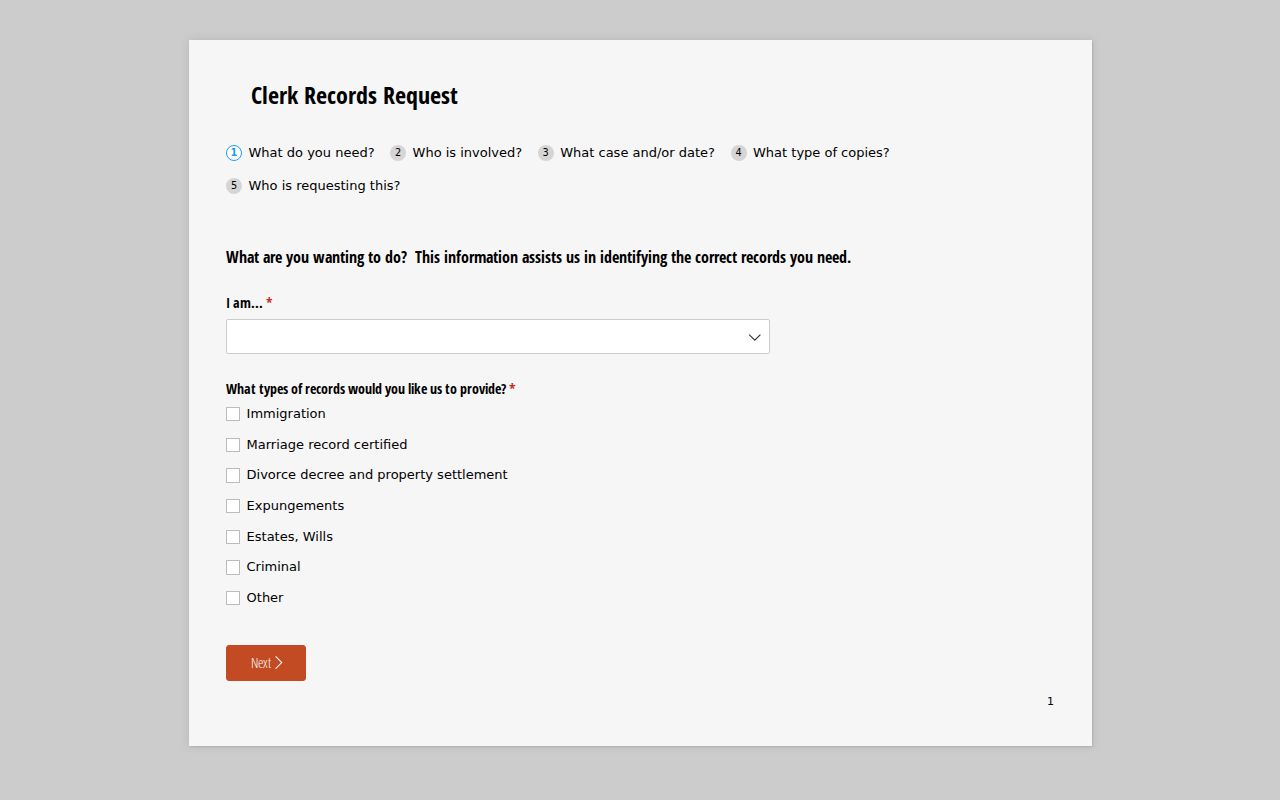 Blank Hamilton County Clerk records request form