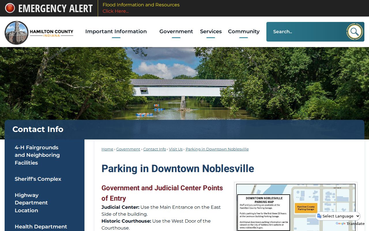 Downtown Noblesville parking near Hamilton County courts