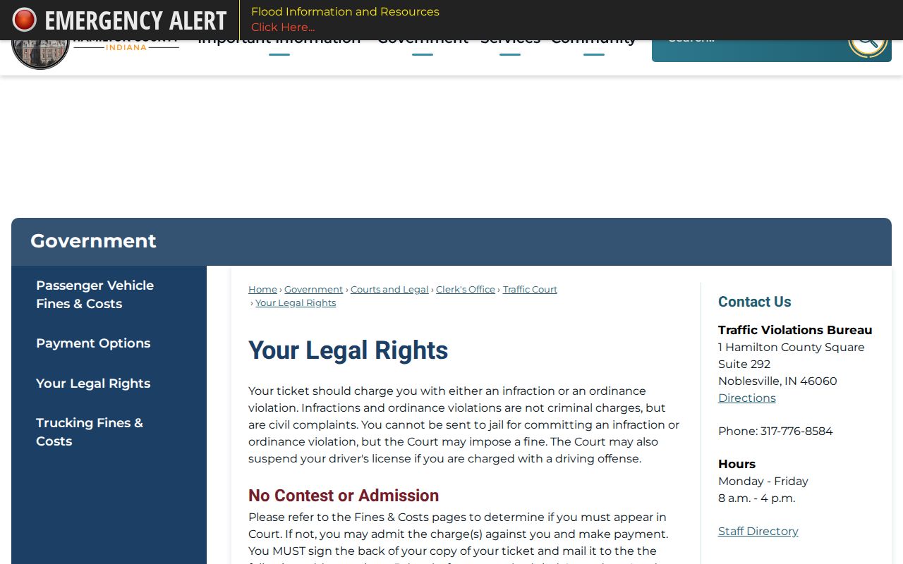 Hamilton County traffic court legal rights and missed dates
